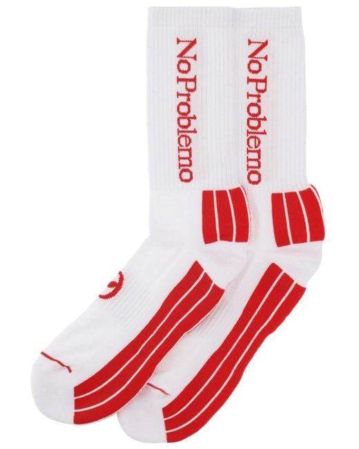 No Problemo Red Calzini Con Logo for men