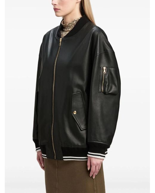 Palm Angels Black Bomber Jacket With Print