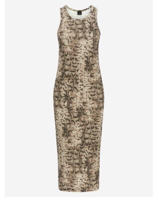 Pinko Metallic Stretch Cotton Dress With Animal Print