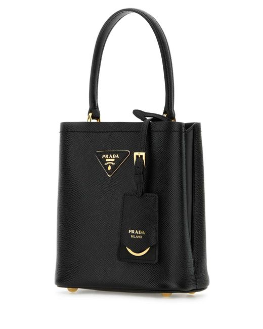 Prada Black Leather Small Panier Handbag