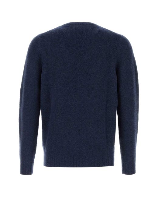 Fedeli Blue Stretch Wool Blend Sweater for men