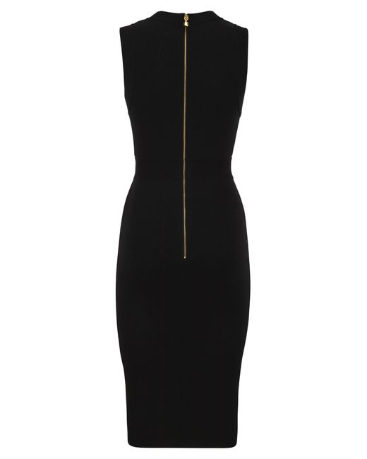 Elisabetta Franchi Black Viscose Midi Dress With Twin Buttons