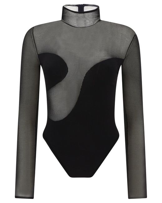 Bodysuit de línea asimétrica Nensi Dojaka de color Gray