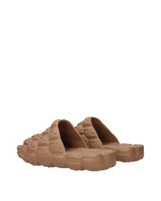 Fendi Brown Ciabatte E Zoccoli Eva Uomo Gomma Marrone/Fango