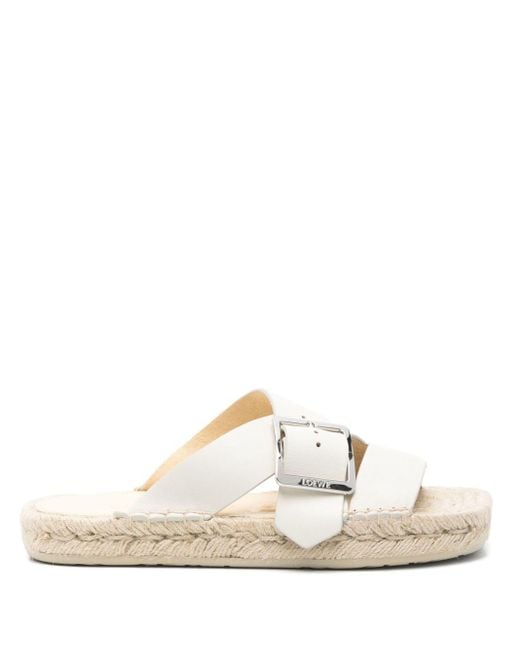 サンダル・ミュール LOEWE Petal sandals in laminated leather LOEWE Petal leather sandals | NET-A-PORTER