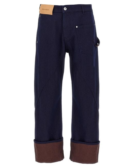 J.W. Anderson Blue Turn Up Twisted Workwear' Jeans for men