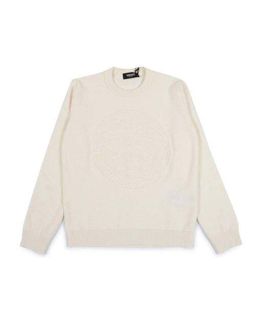 Versace White Knitwear Cashmere Viscose Wool Nylon Crewneck