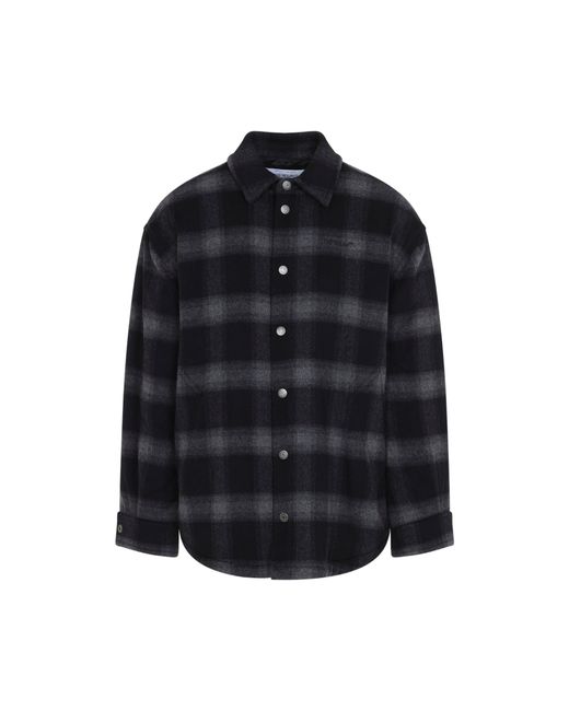 Off-White c/o Virgil Abloh Black Flannel Wool Overshirt Padded Coat for men