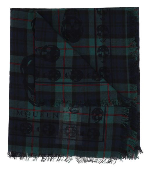 Alexander McQueen Alexander MC Queen Skull Tartan Navy Schal in Black für Herren