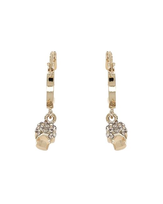McQueen White Skull Mini Creole Hoop Earrings