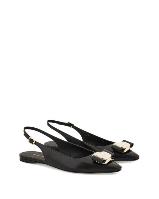 Ferragamo Black Leather Slingback Pumps