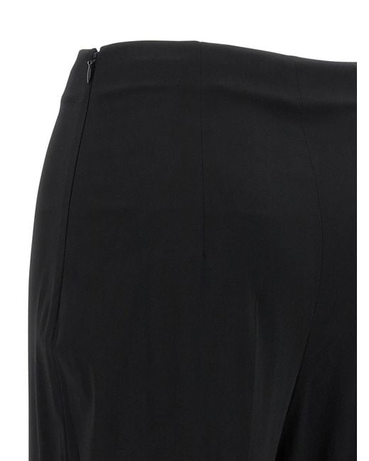 Alberta Ferretti Black Beaded High-Waisted Stretch Wool Pants