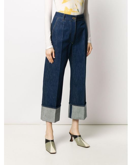 Patou Blue High-rise Cuffed Jeans