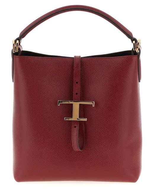 Tod's Red 'T Timeless' Mini Bucket Bag