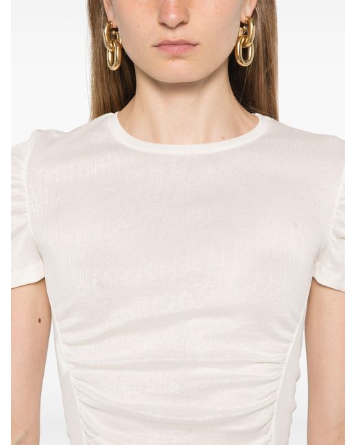 Pinko White Martello Ruched-Detailing T-Shirt