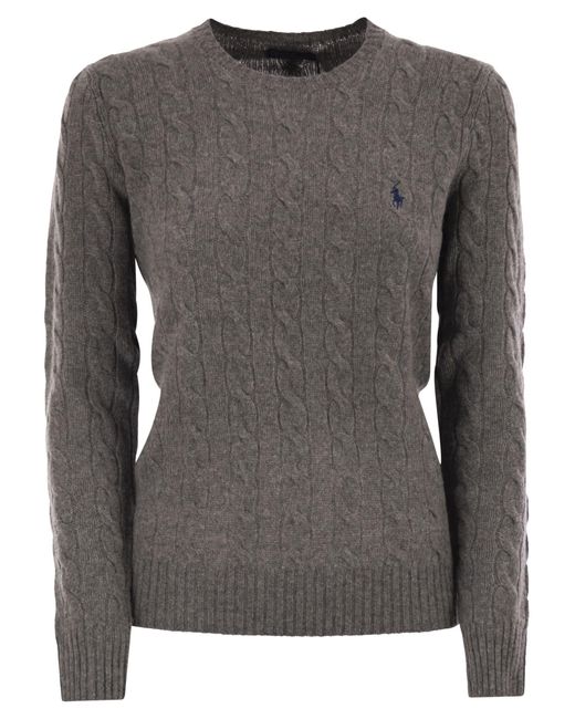 Polo Ralph Lauren Gray Plaited Wool And Cashmere Crew-Neck