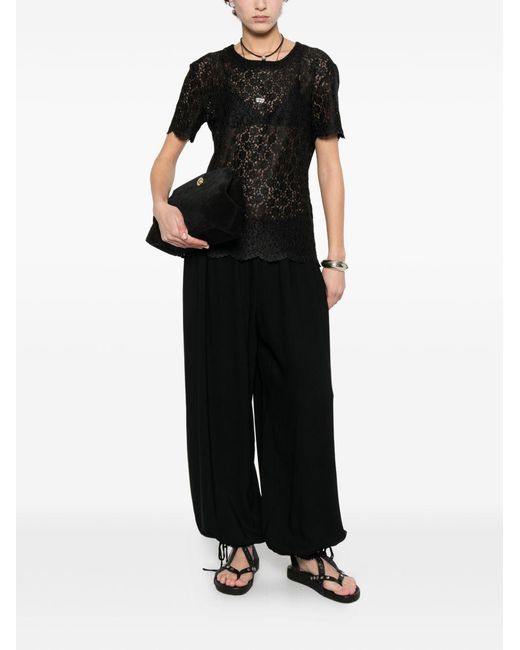 Ermanno Scervino Black Embroidered T-Shirt