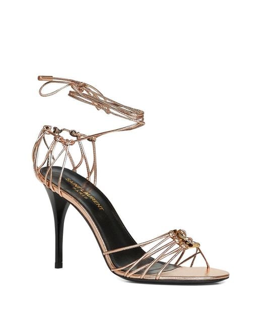 Saint Laurent Metallic Babylone Laminated Leather Sandals