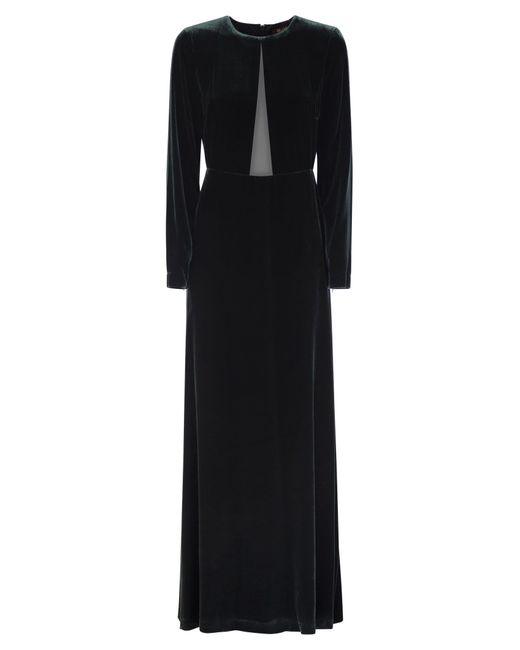 Max Mara Baia Lange Jurk In Geschoren Fluweel in het Black