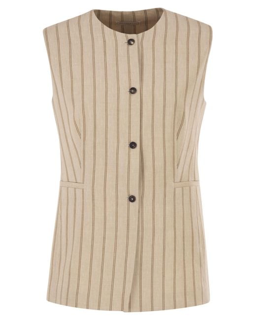 Antonelli Natural Pinstriped Tailored Waistcoat