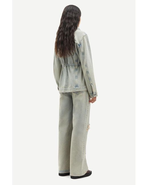Samsøe & Samsøe Blue Loose-Fit Denim Jacket With Waist Drawstring