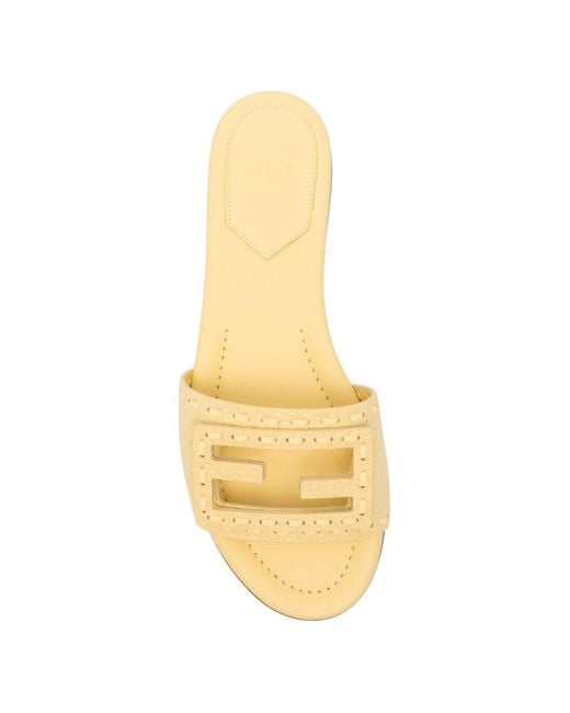 Fendi Metallic Baguette Leather Slides
