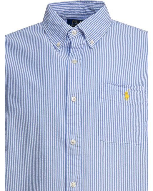 Polo Ralph Lauren Blue Seersucker Shirt for men