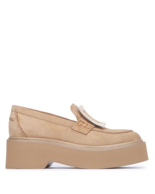 Roger Vivier Natural Viv Rangers Leather Loafers