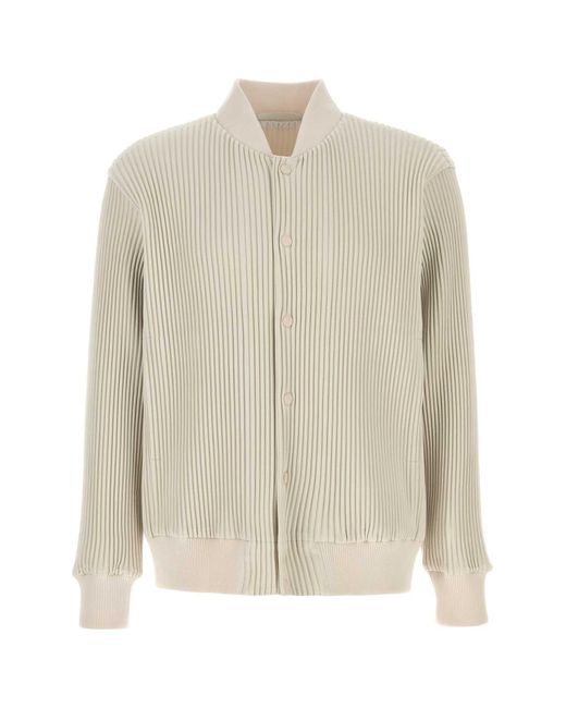 Homme Plissé Issey Miyake Natural Homme Plisse' Issey Miyake Ivory Polyester Bomber Jacket for men
