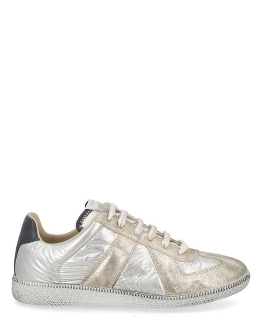 Maison Margiela White Low-Top Sneakers With Distressed Panels for men