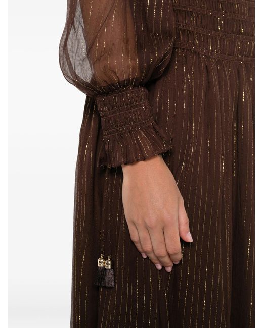 Self-Portrait Kleedjes ,Bruin ,Polyester Georgette Lange Jurk in het Brown