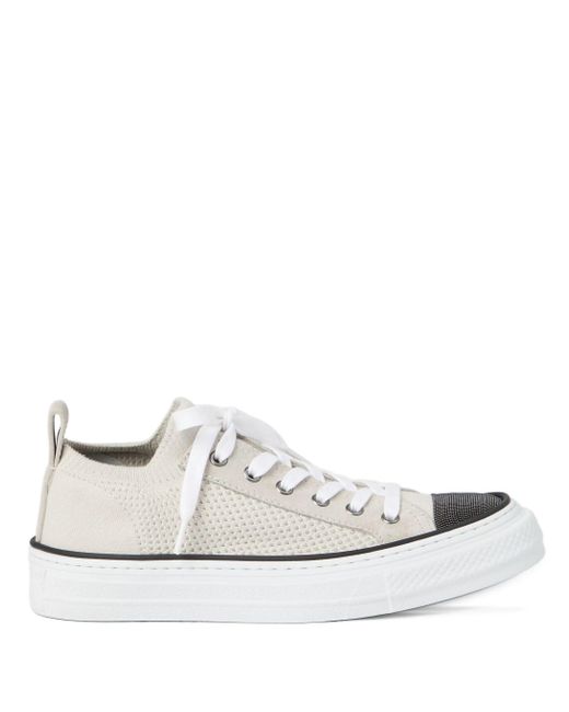 Brunello Cucinelli White Sneakers Aus Strick