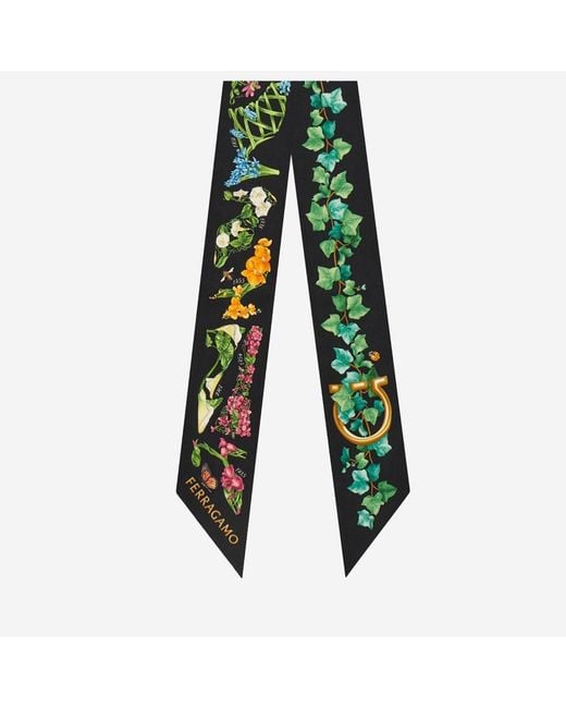 Ferragamo Green Mini Silk Bandeau Scarf