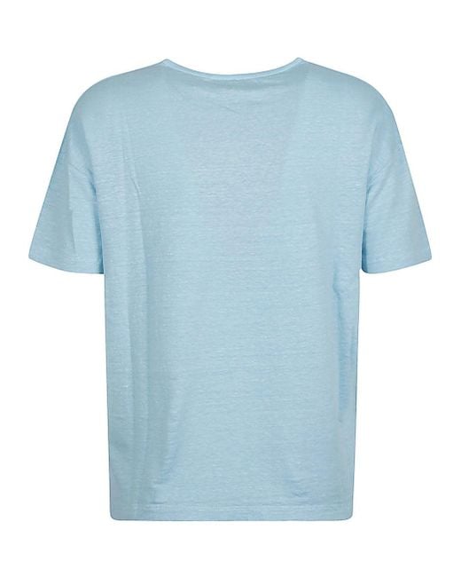 Base London Blue Linen Jersey T Shirt