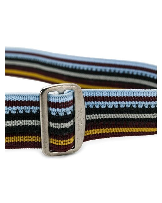 Prada White Striped Clasp Buckle Belt