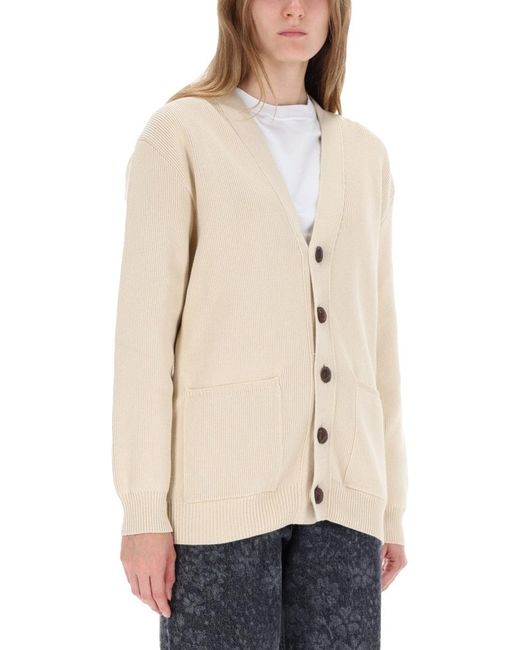 Golden Goose Deluxe Brand Natural Knit Cardigan With Button-Down Front