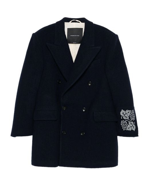 FEDERICO CINA Blue Double Breasted Coat
