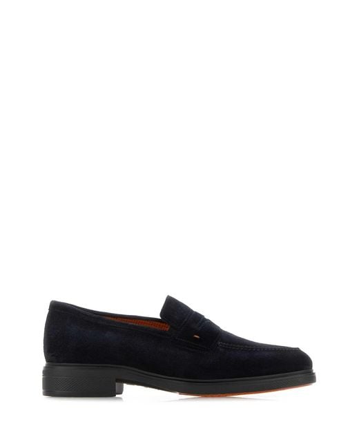 Santoni Black Suede Loafers for men