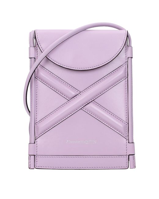Alexander McQueen Mobiele Telefoon Holder The Curves Women Purple Leather voor heren