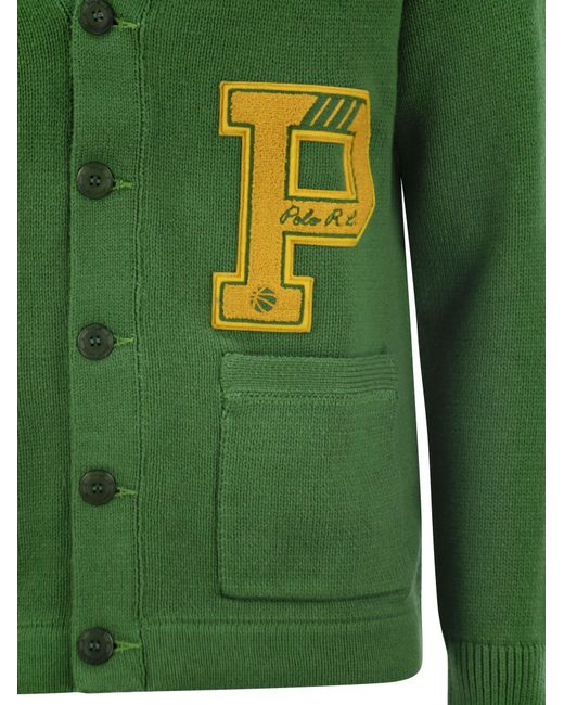 Polo Ralph Lauren Cotton Letterman Cardigan in Green für Herren
