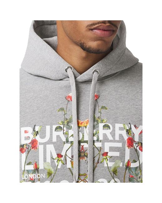 Pull en coton à logo Burberry pour homme en coloris Gray