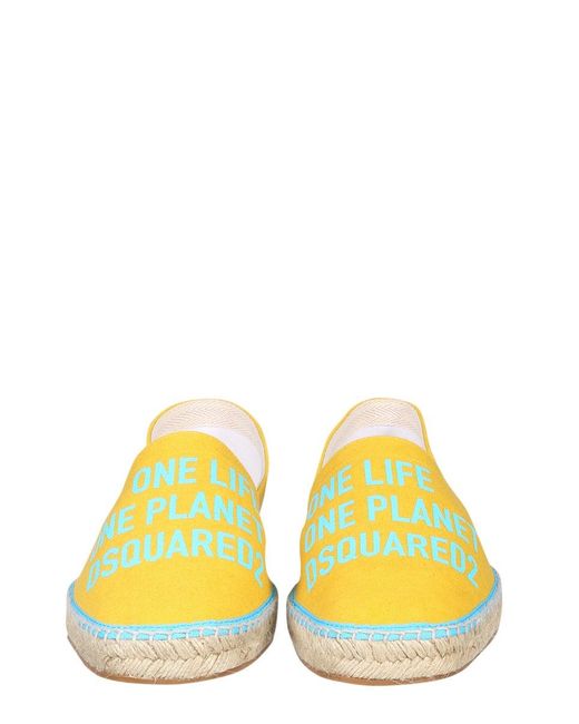 DSquared² Yellow Organic Canvas Espadrille