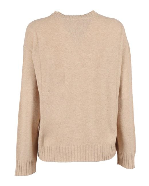 Fabiana Filippi Natural Platinum-Hued Crew Neck Sweater With Ribbed Details