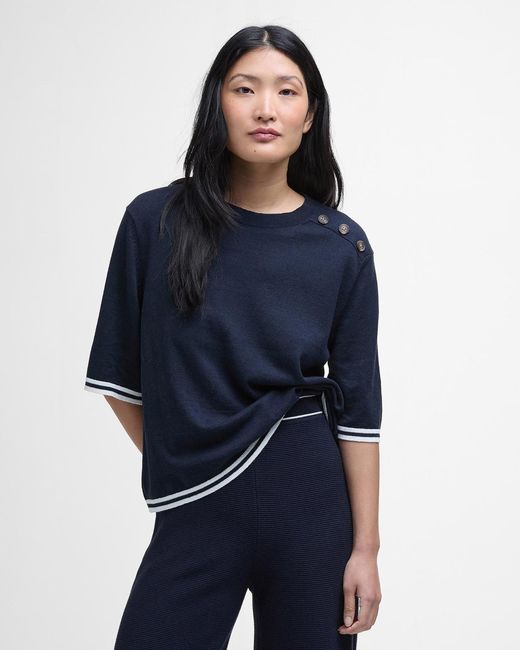 Barbour Blue Maglione Lavorato Genevive