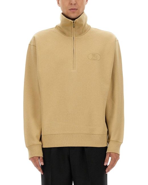 Burberry Natural Half Zipper Sweatshirt for men