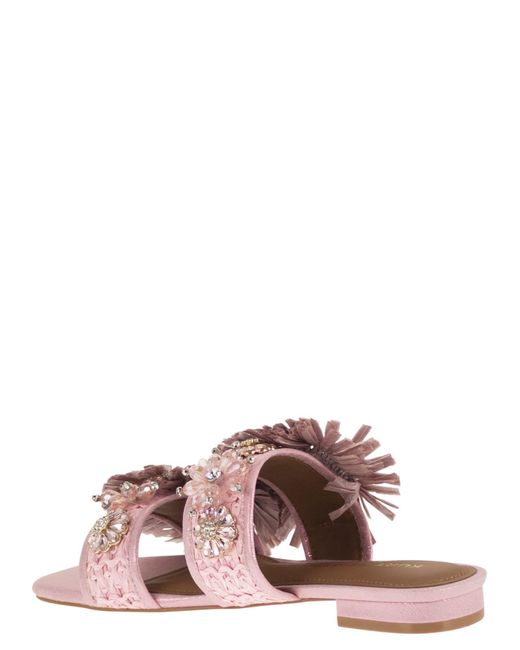 Kurt Geiger Pink Jewel Flat Sandals