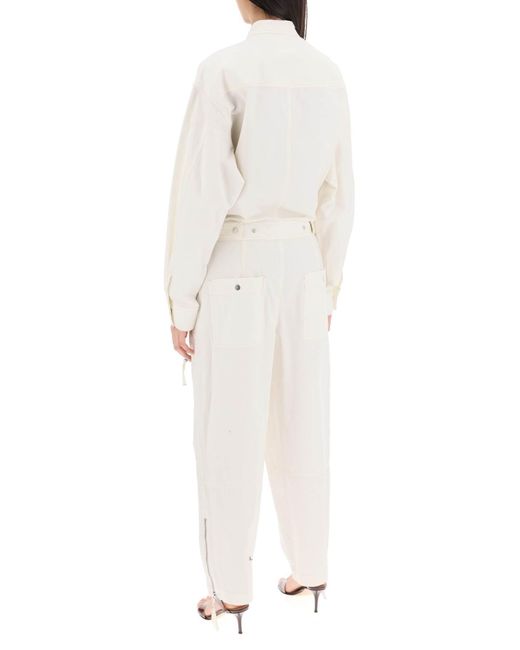Isabel Marant White Cotton Workwear Jumpsuit