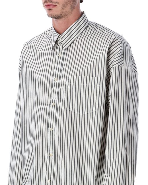 sunflower Gray Stable Striped Cotton Poplin Shirt for men