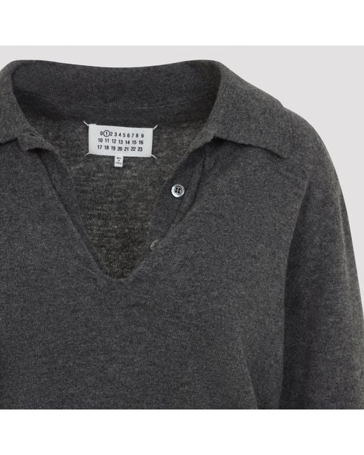 Maison Margiela Blue Twist Lambswool Polo Shirt