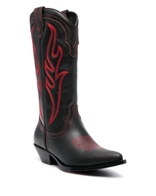 Sonora Boots Black Santa Fe Leather Cowboy Boots